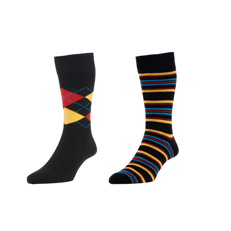 Florence Stripe + Primary Argyle Sock Pack // Set of Two