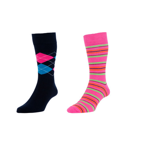 Florence Stripe + Vivid Argyle Sock Pack // Set of Two