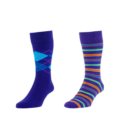 Capri Stripe + Argyle Sock Pack // Set of Two
