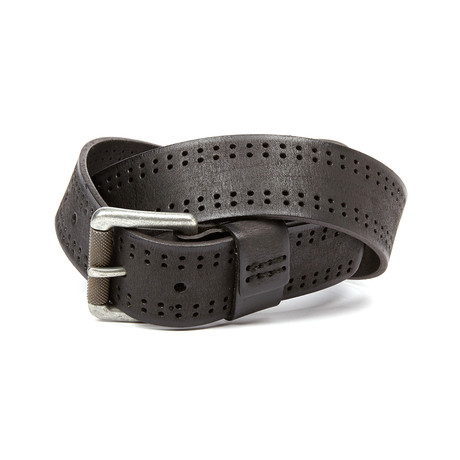 The Bruce Perforated Leather Belt  // Black (Small (32"- 34" Waist))