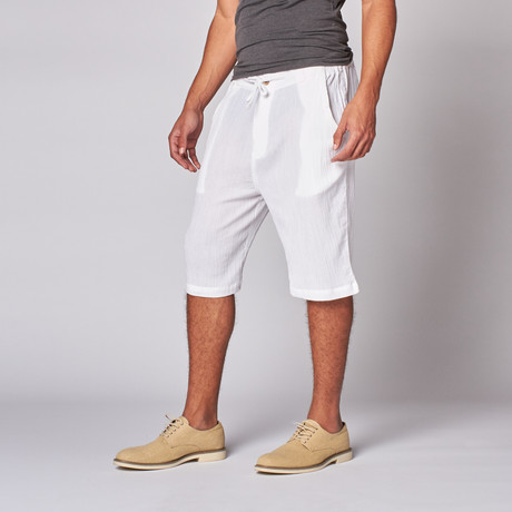 Gauze Drawstring Shorts // White (S)