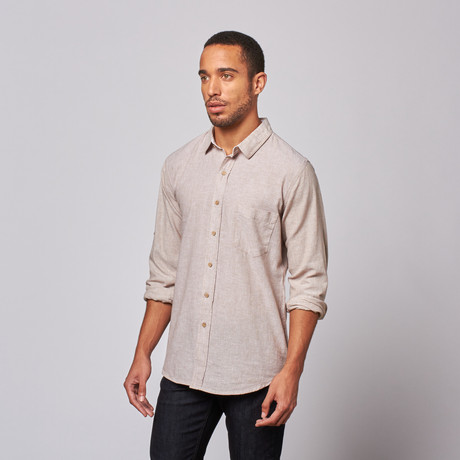 Stripe Long-Sleeve Shirt // Khaki (S)