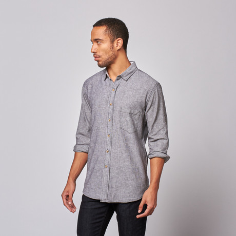 Yarn-Dyed Button Up Shirt // Black (S)