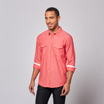 Jacquard Button Up Shirt // Salmon (M)