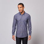 Jacquard Button Up Shirt // Navy (S)