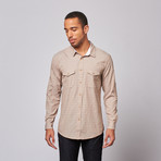 Jacquard Button Up Shirt // Khaki (L)