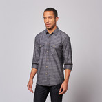 Jacquard Button Up Shirt // Black (L)