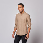Banded Collar Shirt // Khaki (S)