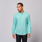 Banded Collar Shirt // Aqua (S)