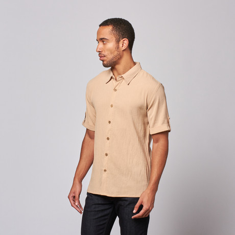Gauze Button Front Shirt // Khaki (S)