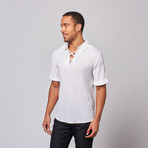 Gauze Lace Up Shirt // White (L)