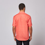 Linen One Pocket Button Up Shirt // Salmon (L)