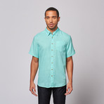 Linen One Pocket Button Up Shirt // Aqua (2XL)
