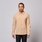 Gauze Long Sleeve Button Front Shirt // Khaki (S)