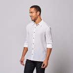 Gauze Long Sleeve Button Front Shirt // White (XL)