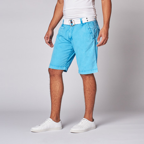Lightweight Belted Flat Front Short // Turquoise (30)