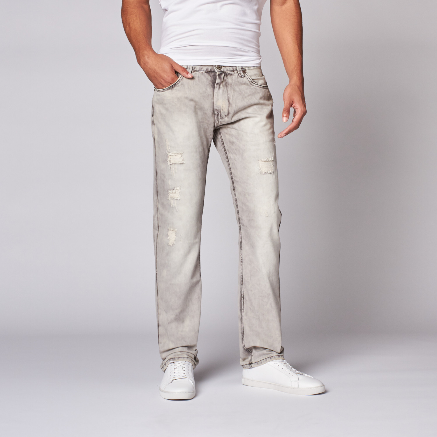 Acid Wash Denim // Light Grey (30WX30L) - X Ray Jeans - Touch of Modern