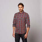 Fletcher Button Up Shirt // Red Grey Plaid (M)