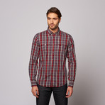 Fletcher Button Up Shirt // Red Grey Plaid (XL)