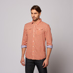 Fletcher Button Up Shirt // Orange Gingham (XL)