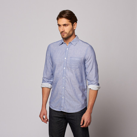 Arden Point Collar Shirt // Blue + White Stripe (S)