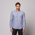 Arden Point Collar Shirt // Blue + White Stripe (L)