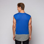 Mykonos Muscle Tee // Royal + Grey (S)