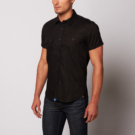 Marcell Double Pocket Button Up // Black (S)