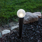 Solar Orb Light with Wicker Garden Stake // Set of 2