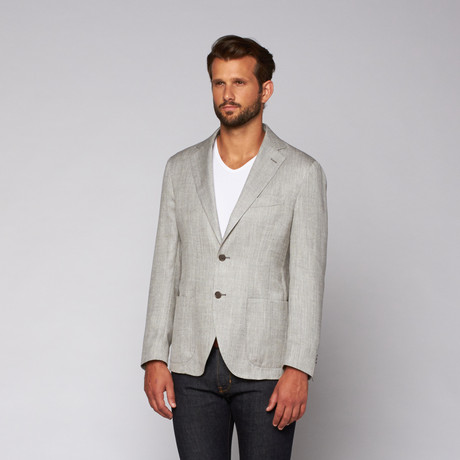 Versace 19.69 // Positano Silk + Linen Blend Blazer // Silver Grey (Euro: 46)