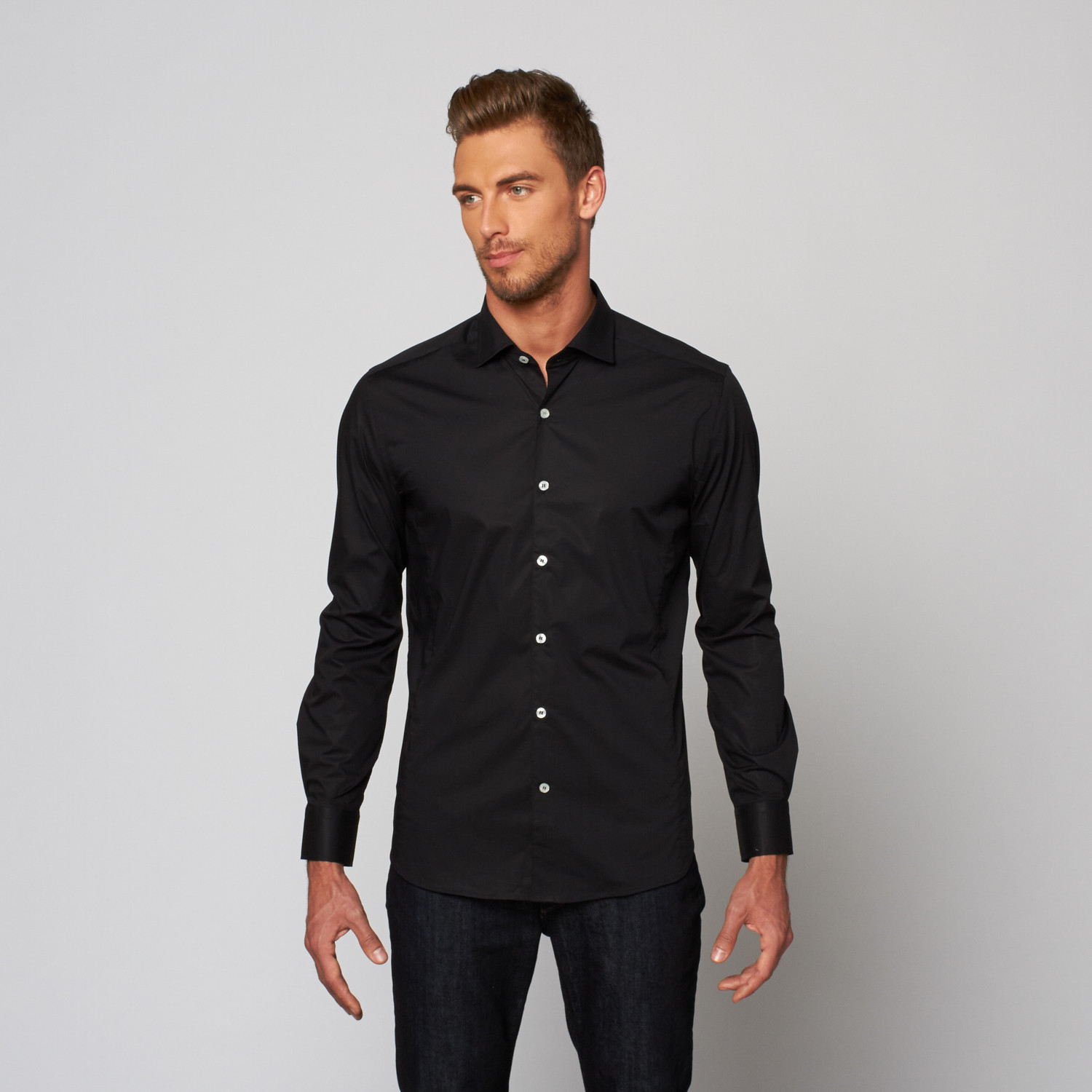 Button Up Dress Shirt // Black (XS) - Stone Rose - Touch of Modern
