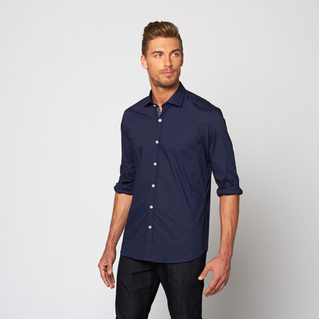 Button Up Dress Shirt // Navy (XS)