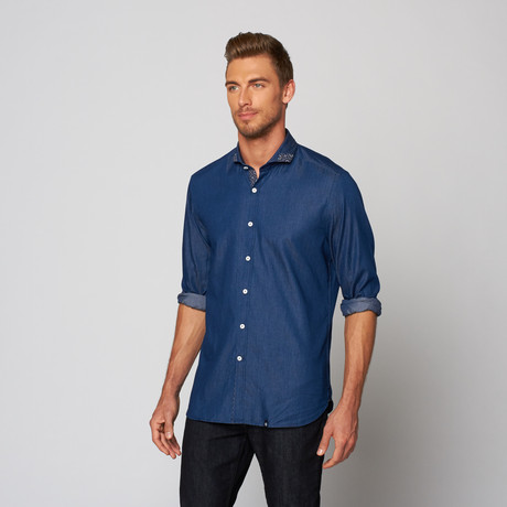 Denim Button Up Dress Shirt // Indigo (XS)