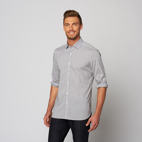Check Button Up Dress Shirt // Grey (XS)