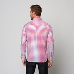 Check Button Up Dress Shirt // Pink + Blue (M)