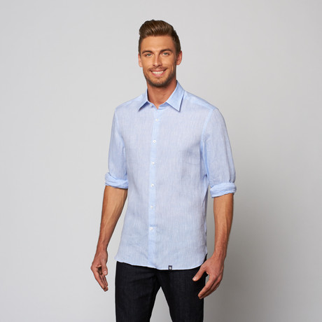 Linen Button Up Dress Shirt // Blue (XS)