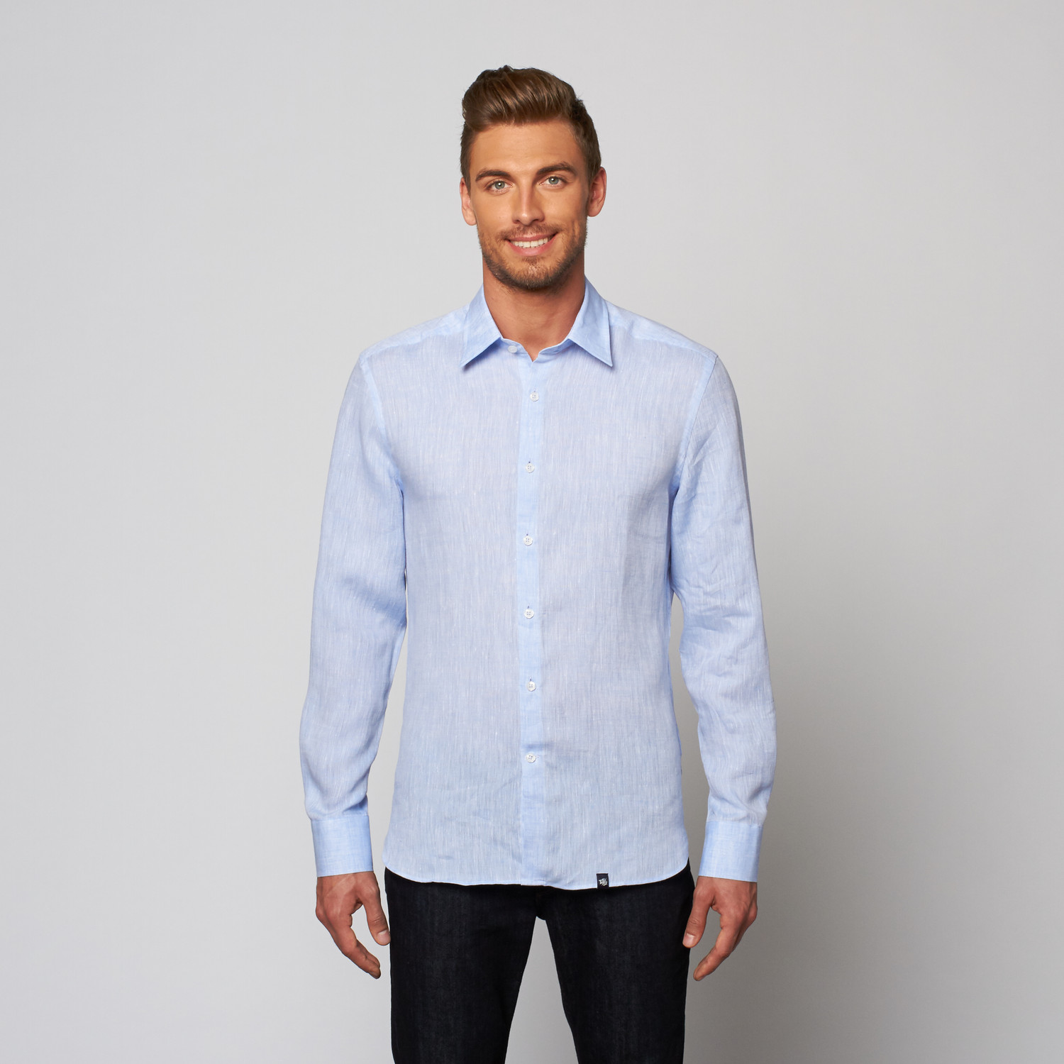 Linen Button Up Dress Shirt // Blue (XS) - Stone Rose - Touch of Modern