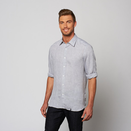 Linen Button Up Dress Shirt // Grey (XS)