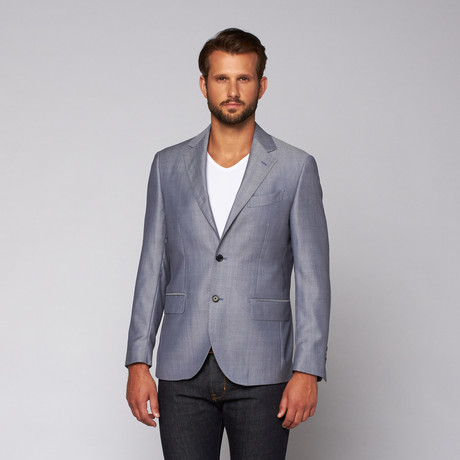 Versace 19.69 // Capri Wool Blend Blazer // Grey Blue Sheen  (Euro: 46)