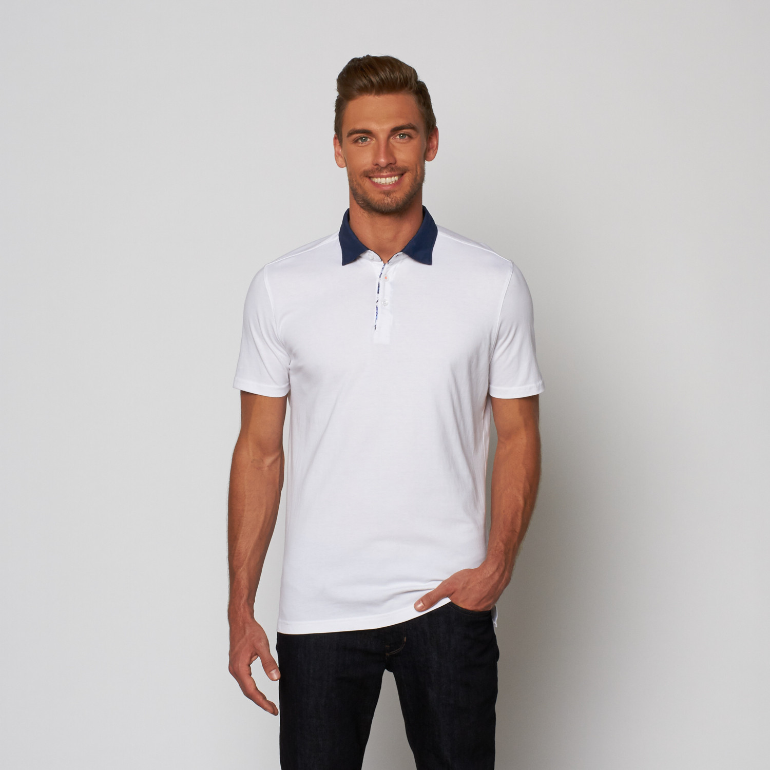 Heather Jersey Polo Shirt // White (3XL) - Stone Rose - Touch of Modern