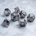 16mm Polyhedral Dice Set // Sterling Gray Metal