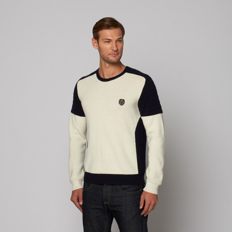 The Kooples // Two Color Round Neck Sweater // Navy + Off-White (S)