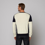 The Kooples // Two Color Round Neck Sweater // Navy + Off-White (M)