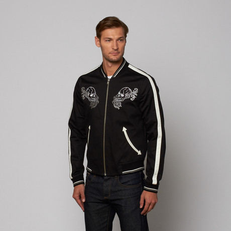 The Kooples // Teddy-Boy Jacket + Contrasting Embroidery // Black  (S)