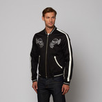 The Kooples // Teddy-Boy Jacket + Contrasting Embroidery // Black  (L)