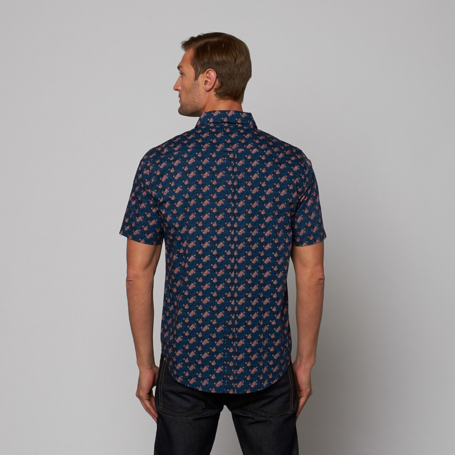 Japanese Floral Button Up Collar // Blue (S) - Tee Ink - Touch of Modern