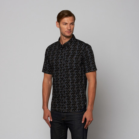Paisley Button Up Collar // Black (S)