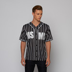 Pin Stripe Baseball Jersey // Black (2XL)