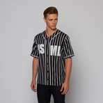 Pin Stripe Baseball Jersey // Black (S)