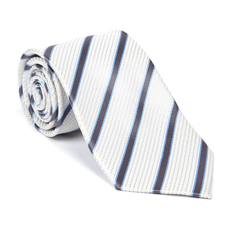 Classic Tie // Grey + Blue Stripe